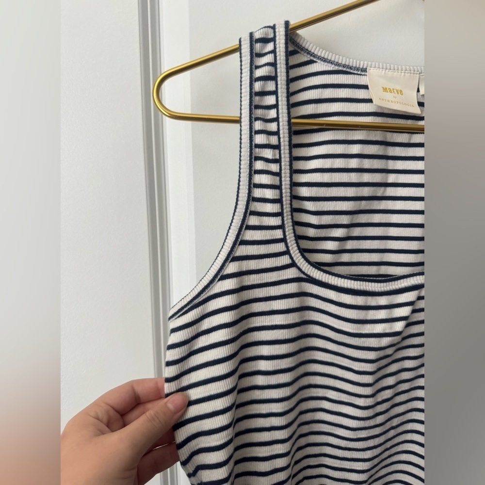 Anthropologie Maeve Stripped Ribbed Tank Top - Picture 6 of 7